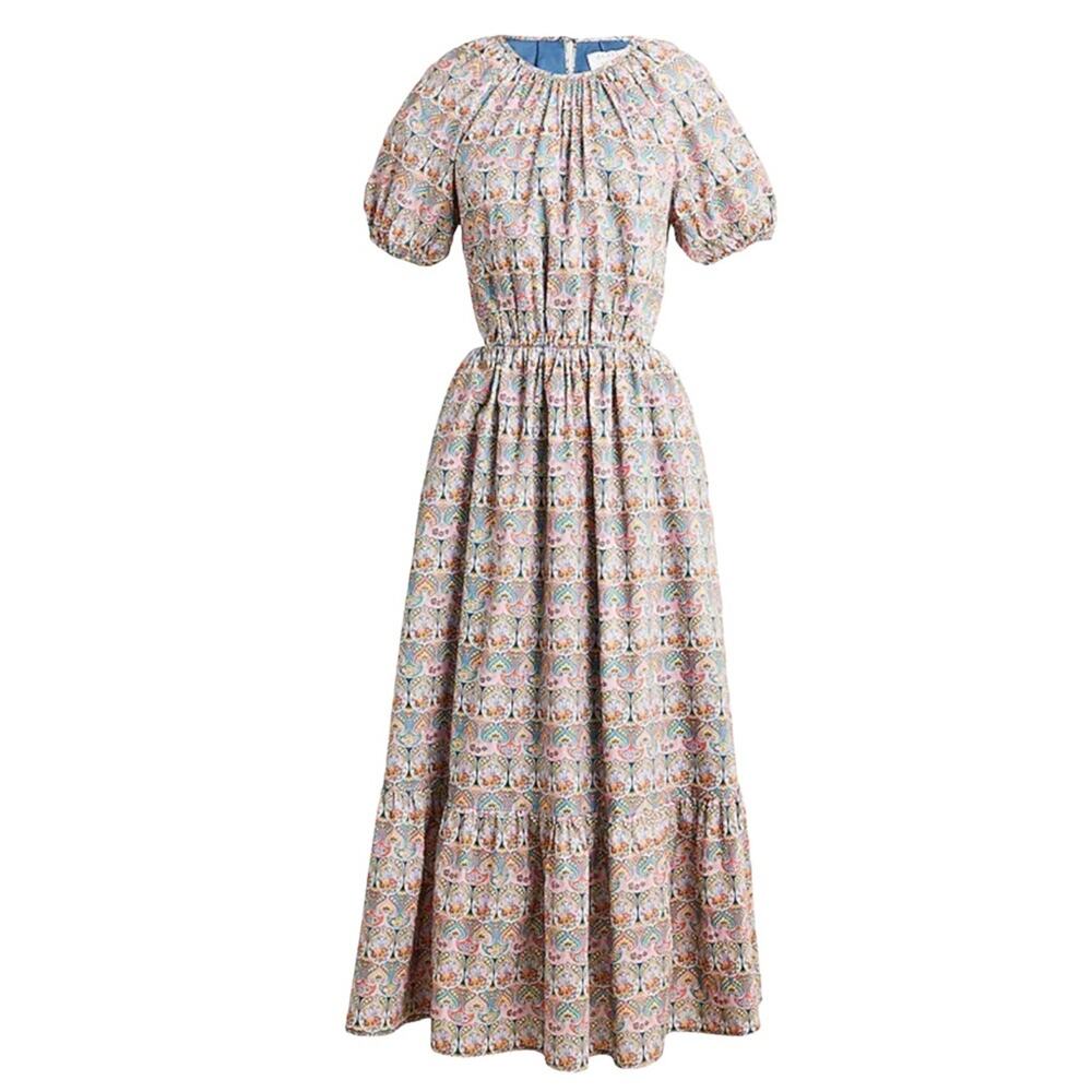 J. CREW Side Cutout Organic Cotton Midi Dress in Liberty Giorgia Duke Print